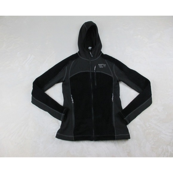 Mountain Hardwear Sweater Womens Extra Small Black Hooded Zip Fleece Polartec - Picture 1 of 14